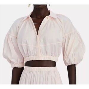 Acler Marquis Top Pink Puff Sleeve Cropped Blouse NWT $295 US 6 M*V21